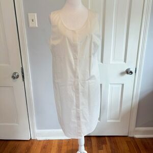 Elie Tahari Womens Medium Sleeveless Dress Off White Hidden Button Front Cotton